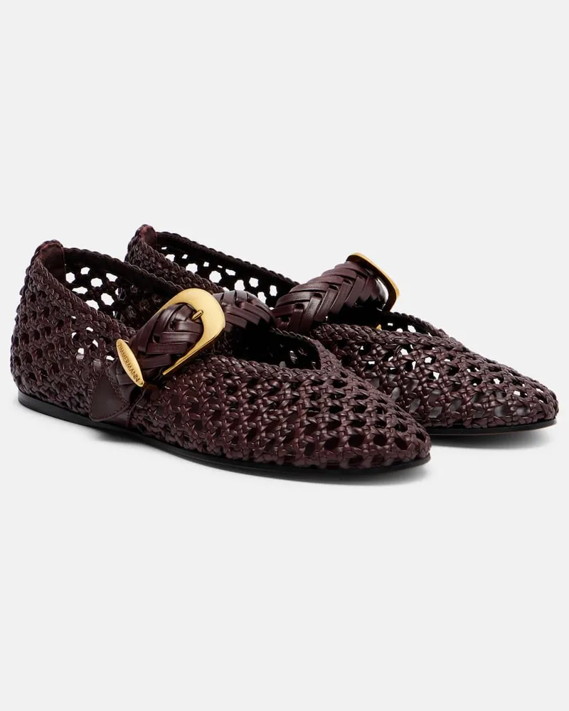 Zimmermann Ballerinas Helix aus Leder Burgunderrot