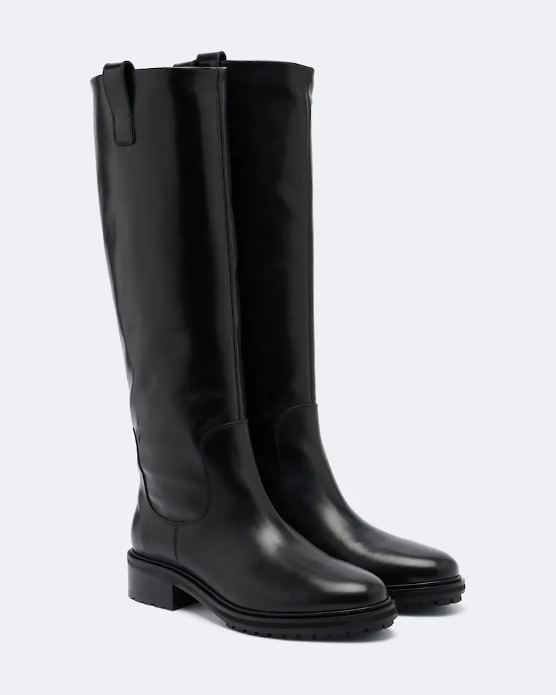 aeyde Kniehohe Stiefel Henry aus Leder Schwarz
