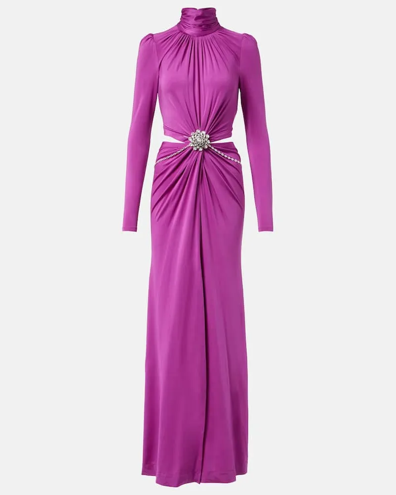 Paco Rabanne Robe aus Jersey mit Kristallen Lila