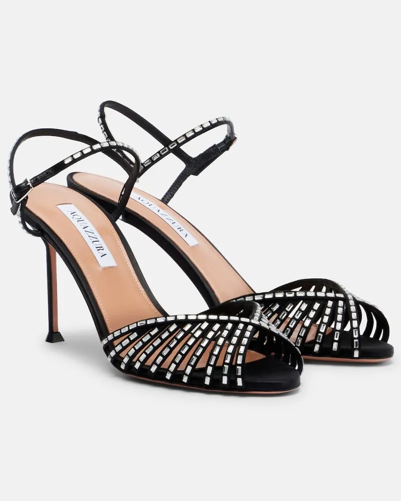 Aquazzura Verzierte Sandalen Halten Sie Me 85 aus Leder Schwarz