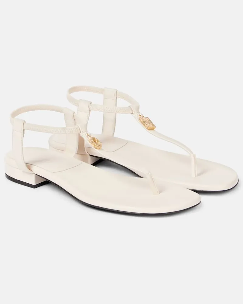 Loro Piana Verzierte Sandalen Mindil aus Leder Weiß