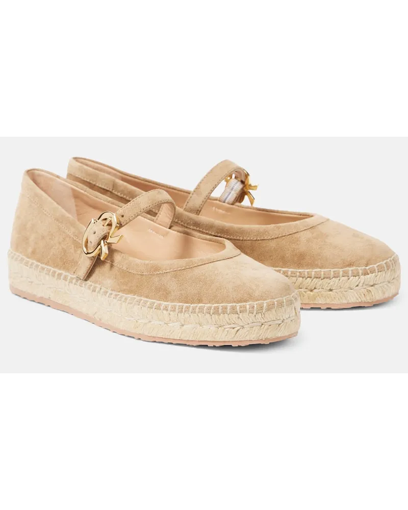 Gianvito Rossi Espadrilles Elda aus Veloursleder Beige