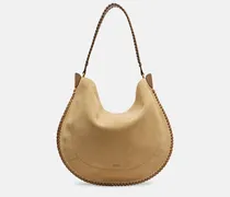 Schultertasche Oskan Medium aus Veloursleder