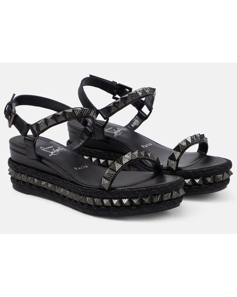 Christian Louboutin Verzierte Plateausandalen Pyraclou aus Leder Schwarz
