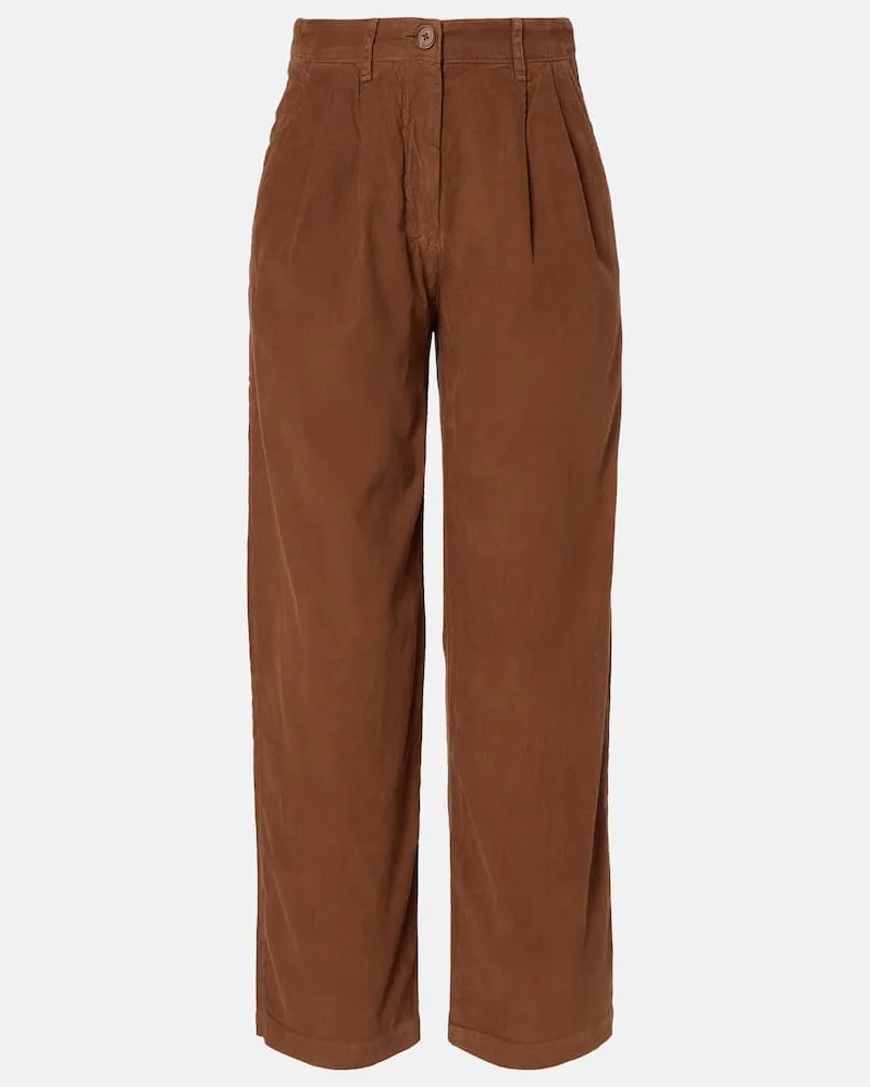 Velvet Gerade High-Rise-Hose Gail aus Baumwoll-Cord Braun