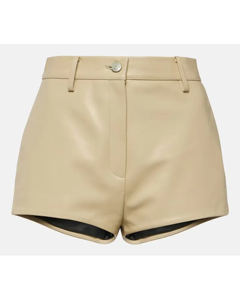 Magda Butrym High-Rise Shorts aus Leder Beige