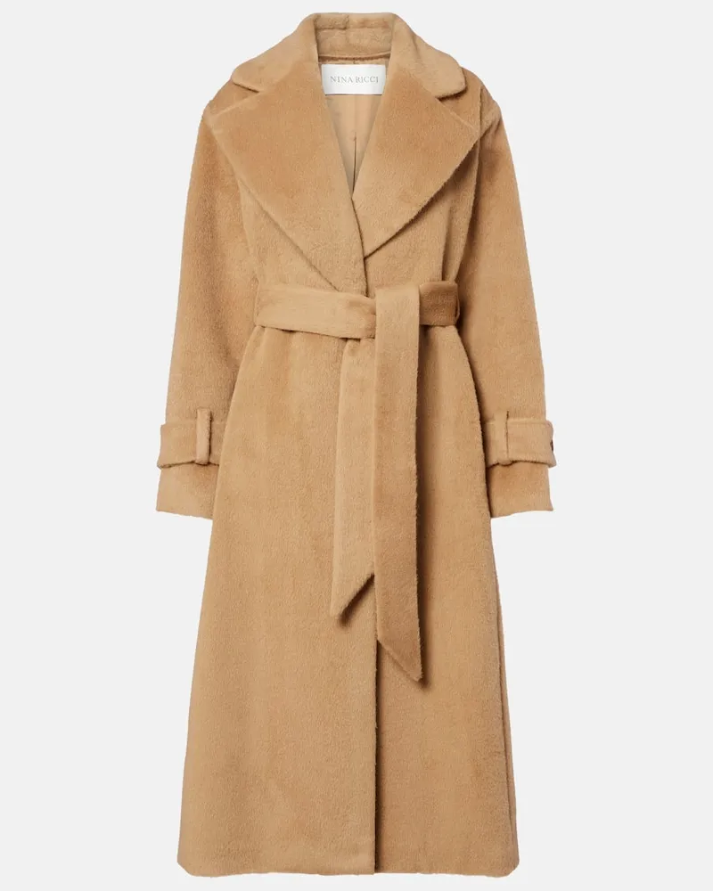 Nina Ricci Mantel aus Alpakawolle und Wolle Braun