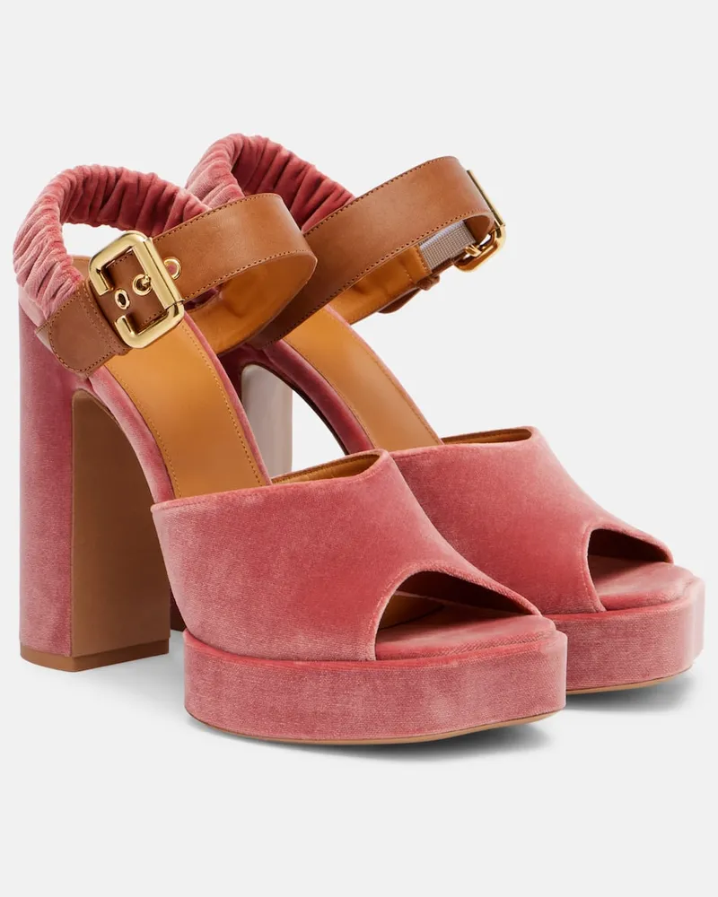 Chloé Chloé Plateausandalen Aria 95 aus Samt Rosa