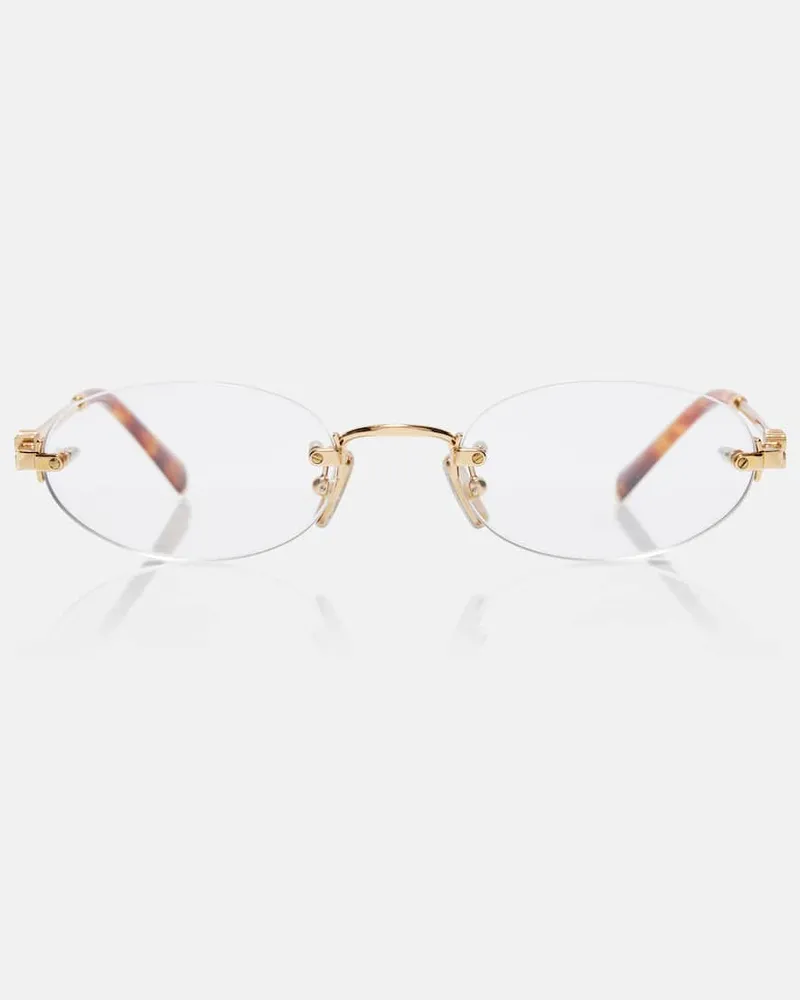 Miu Miu Ovale Brille Gold