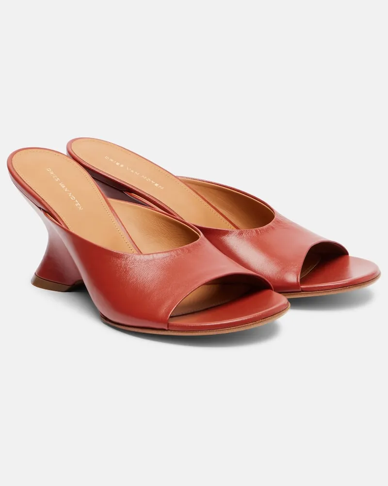 Dries van Noten Wedge-Pantoletten 75 aus Leder Orange
