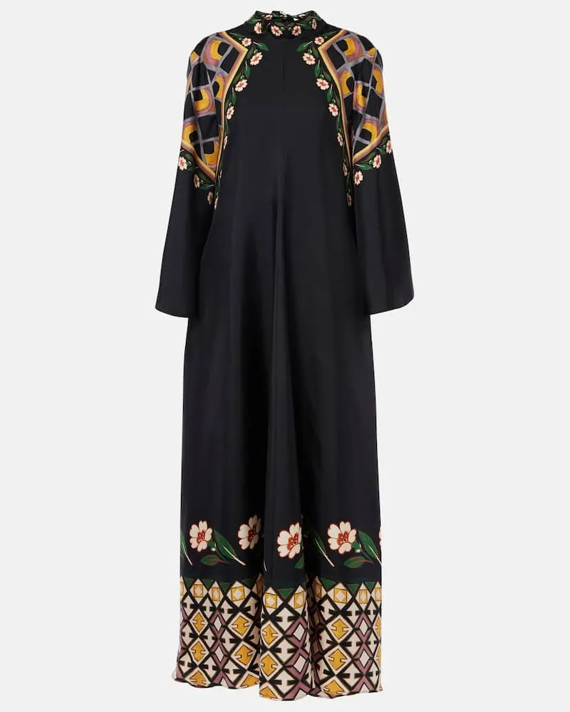 La DoubleJ Bedrucktes Maxikleid Magnifico aus Seiden-Twill Multicolor