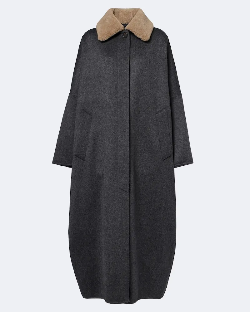 Brunello Cucinelli Mantel aus Kaschmir mit Shearling Grau