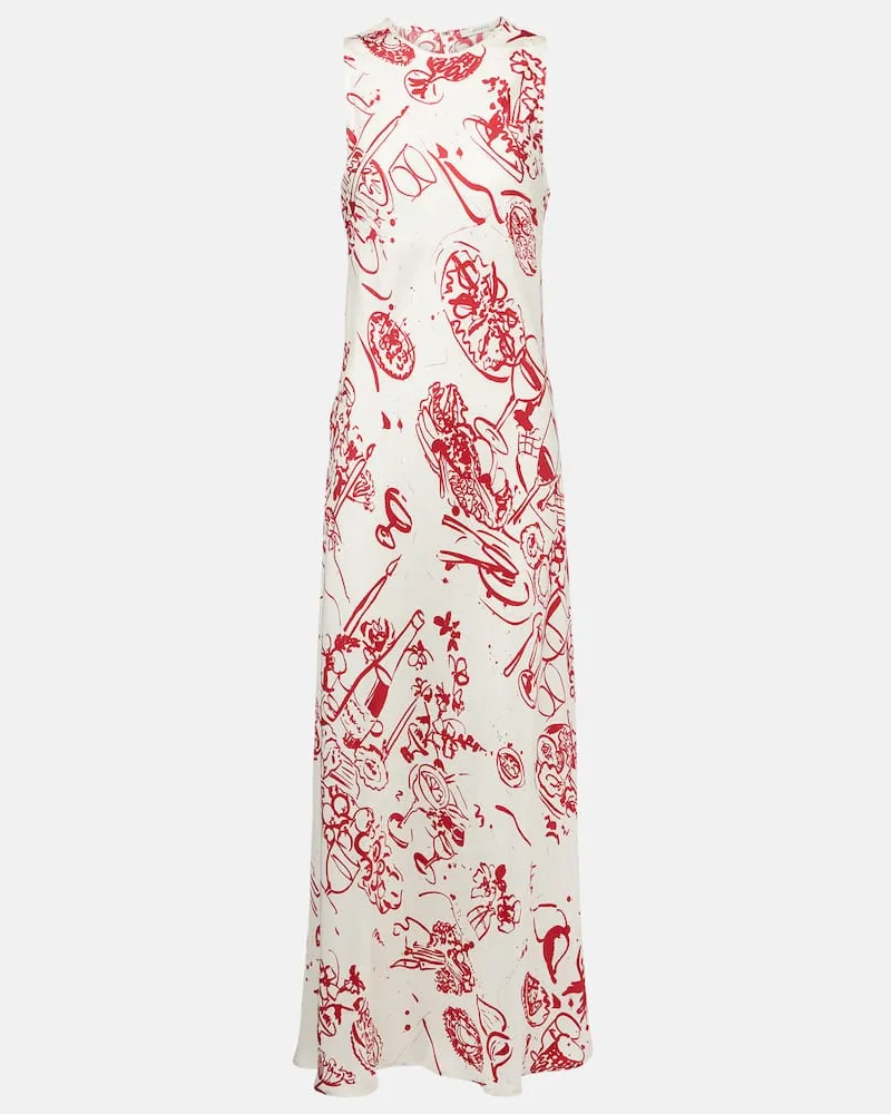 ASCENO Bedrucktes Maxikleid aus Seide Weiã