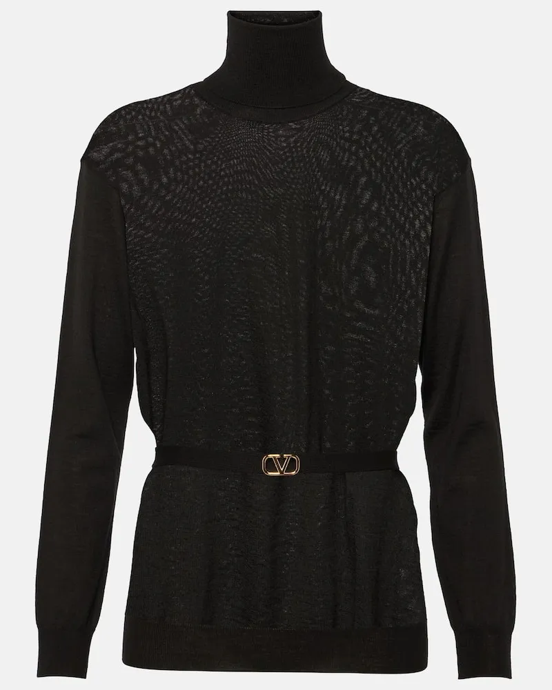 Valentino Garavani Rollkragenpullover VLogo Signature aus Schurwolle Schwarz