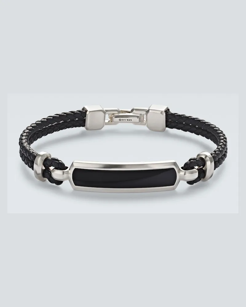 David Yurman Armband Streamline® aus Sterlingsilber mit Onyx und Leder Silber