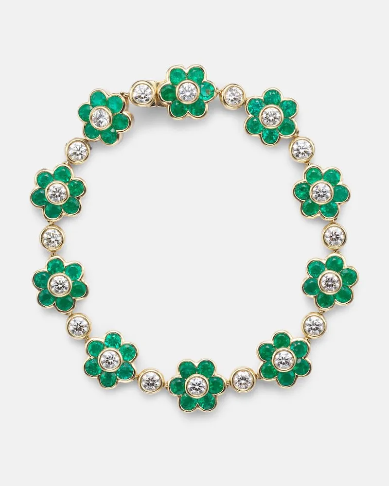 ANITA KO Armband Flora aus 18kt Gelbgold mit Diamanten und Smaragden Gold