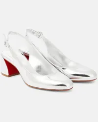 Christian Louboutin Slingback-Pumps So Jane Sling aus Metallic-Leder Silber