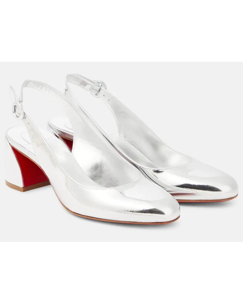 Christian Louboutin Slingback-Pumps So Jane Sling aus Metallic-Leder Silber