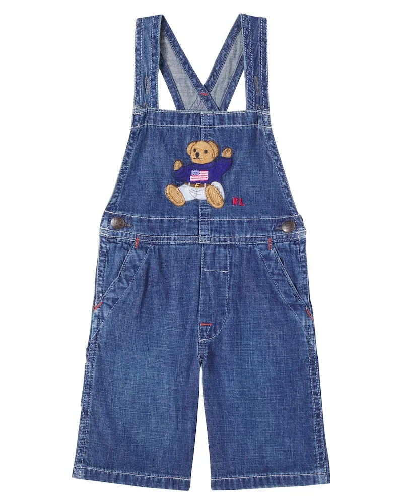 Ralph Lauren Latzhose Polo Bear aus Denim Blau