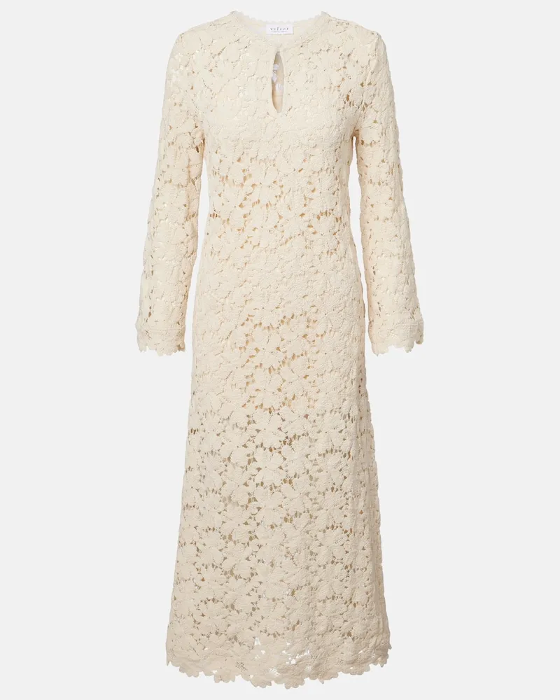 Velvet Midikleid Jovie aus Guipure-Spitze Beige