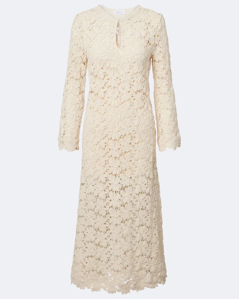 Velvet Midikleid Jovie aus Guipure-Spitze Beige