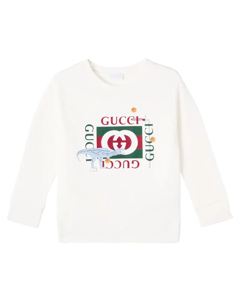 Gucci Sweatshirt Double G aus Baumwoll-Jersey Weiß