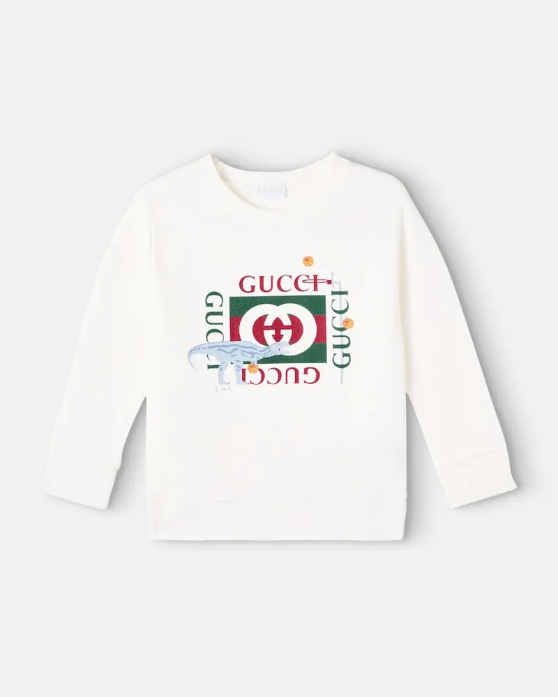 Gucci Sweatshirt Double G aus Baumwoll-Jersey Weiß