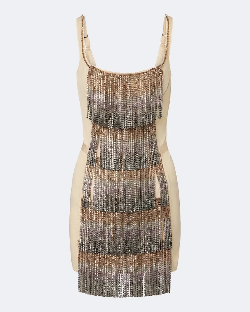 ATTICO Verziertes Bustier-Kleid aus Spitze Beige