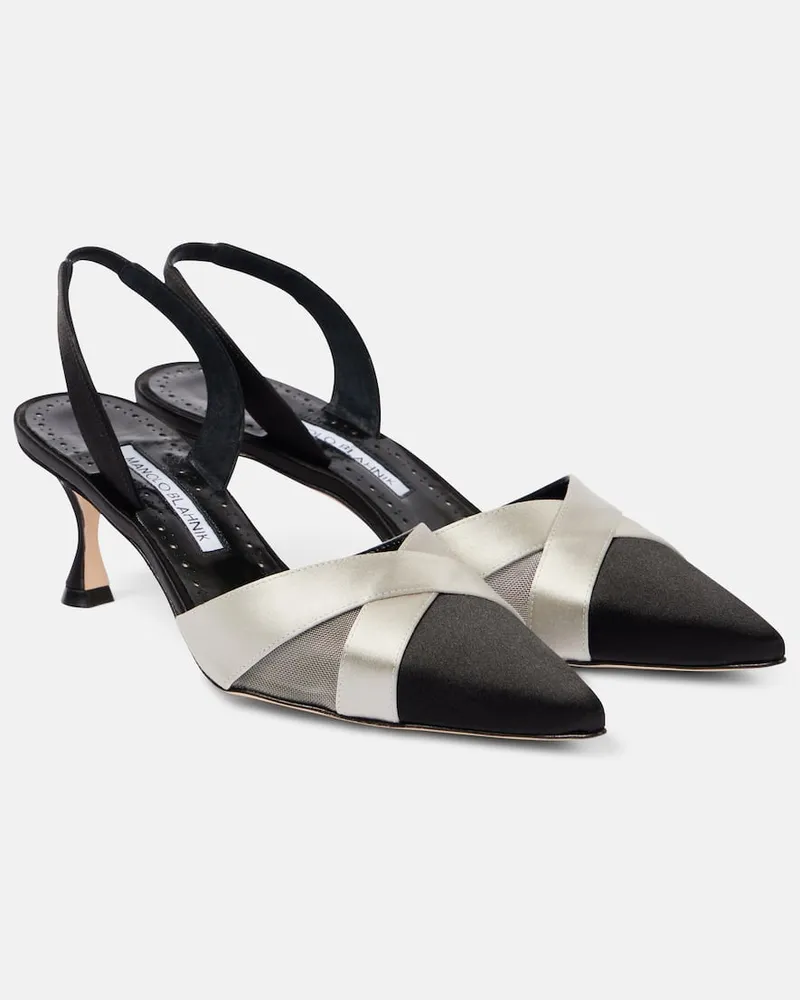 Manolo Blahnik Slingback-Pumps Oyounasli 50 aus Satin Schwarz