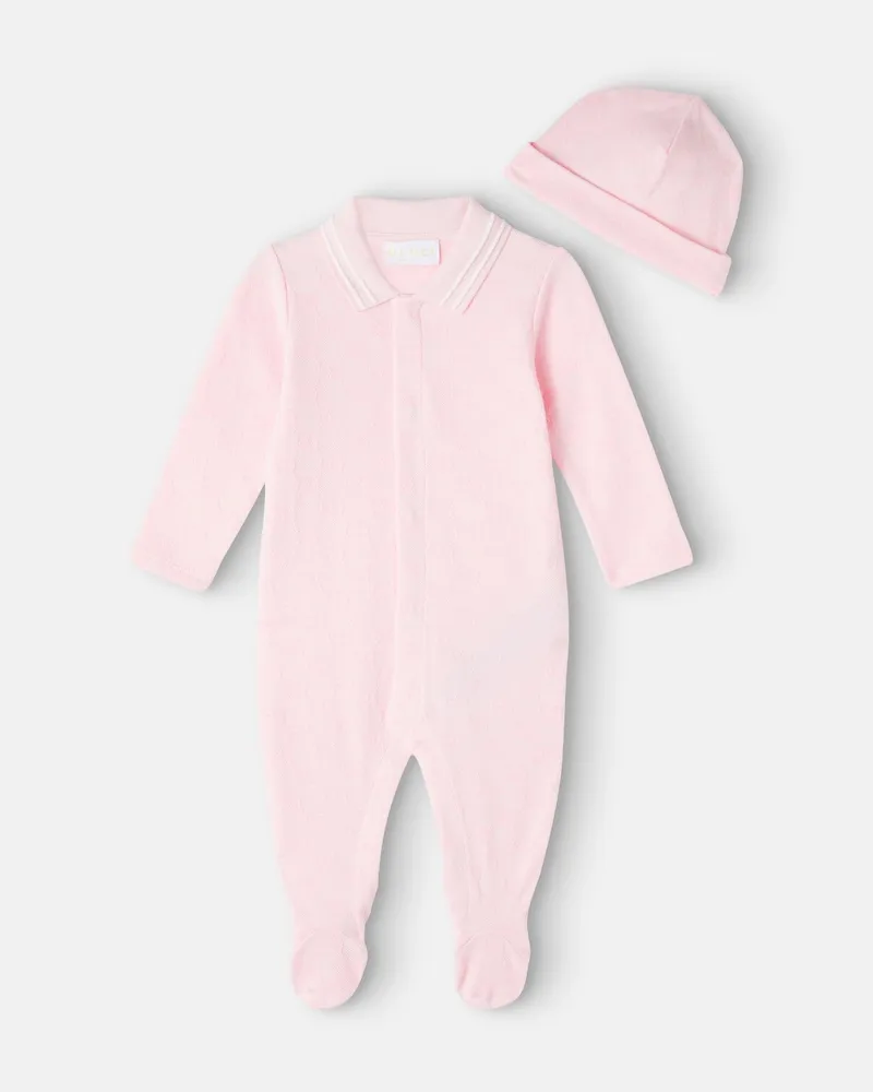 Gucci Baby Set aus Strampler und Mütze GG Rosa