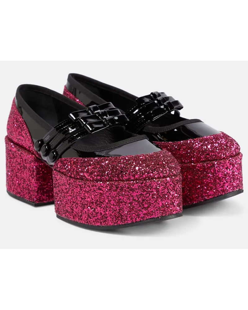 Noir Kei Ninomiya X Repetto Plateau-Ballerinas mit Glitter Schwarz