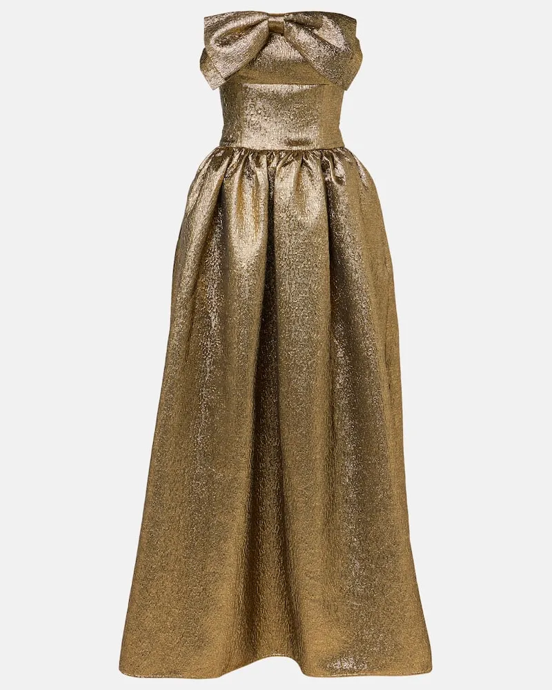 Self-Portrait Robe aus Jacquard Gold