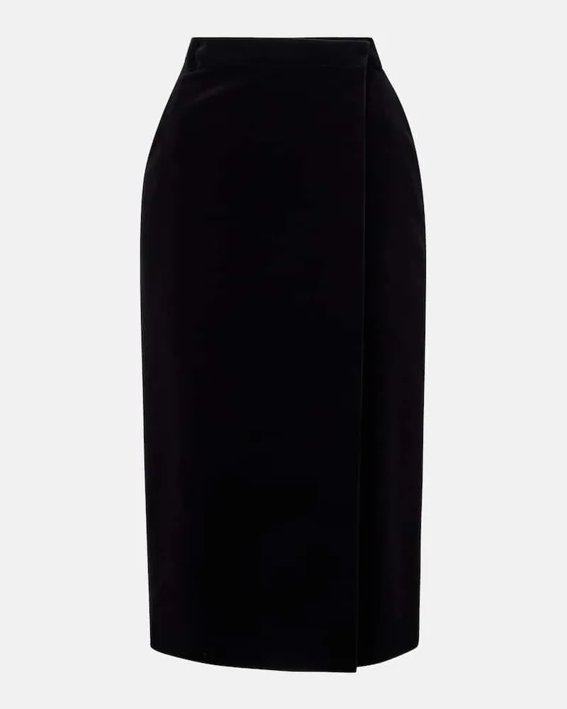 Saint Laurent Bleistiftrock aus Baumwollsamt Schwarz