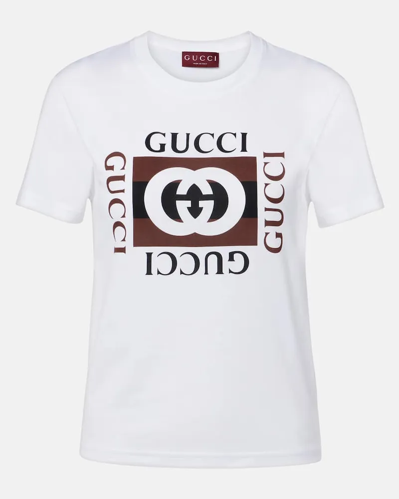 Gucci T-Shirt Interlocking G aus Baumwolle Weiß