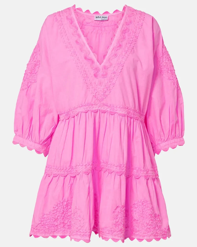 Juliet Dunn Besticktes Minikleid aus Baumwolle Rosa