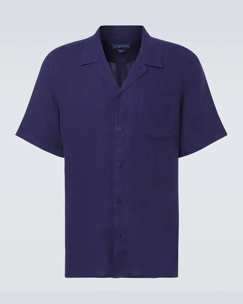 Vilebrequin Hemd Charli aus Leinen Blau