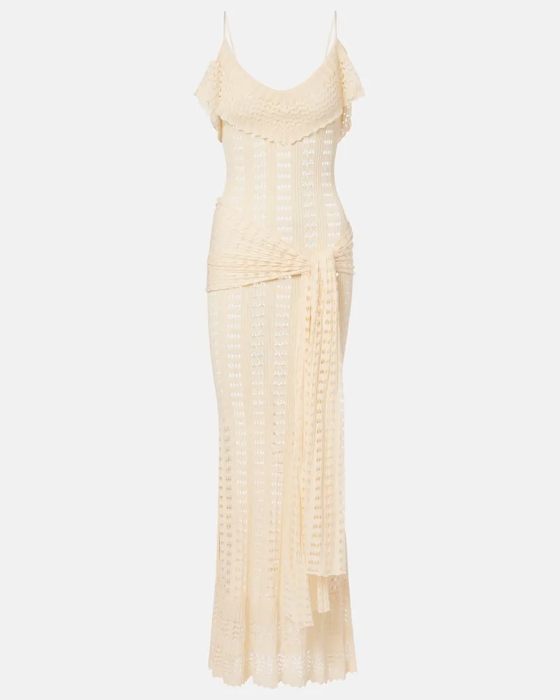 Aya Muse Maxikleid aus Pointelle-Strick Weiß