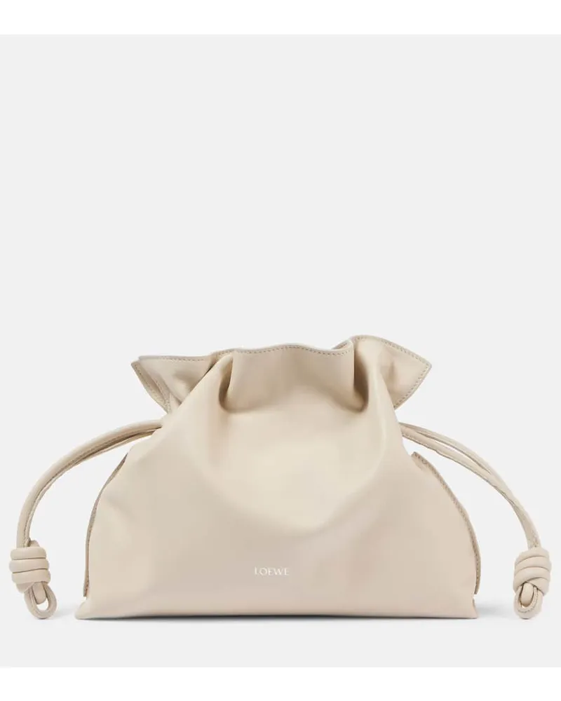 Loewe Clutch Flamenco Medium aus Leder Weiß