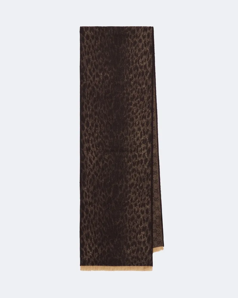 Gucci Schal GG aus Woll-Jacquard Braun