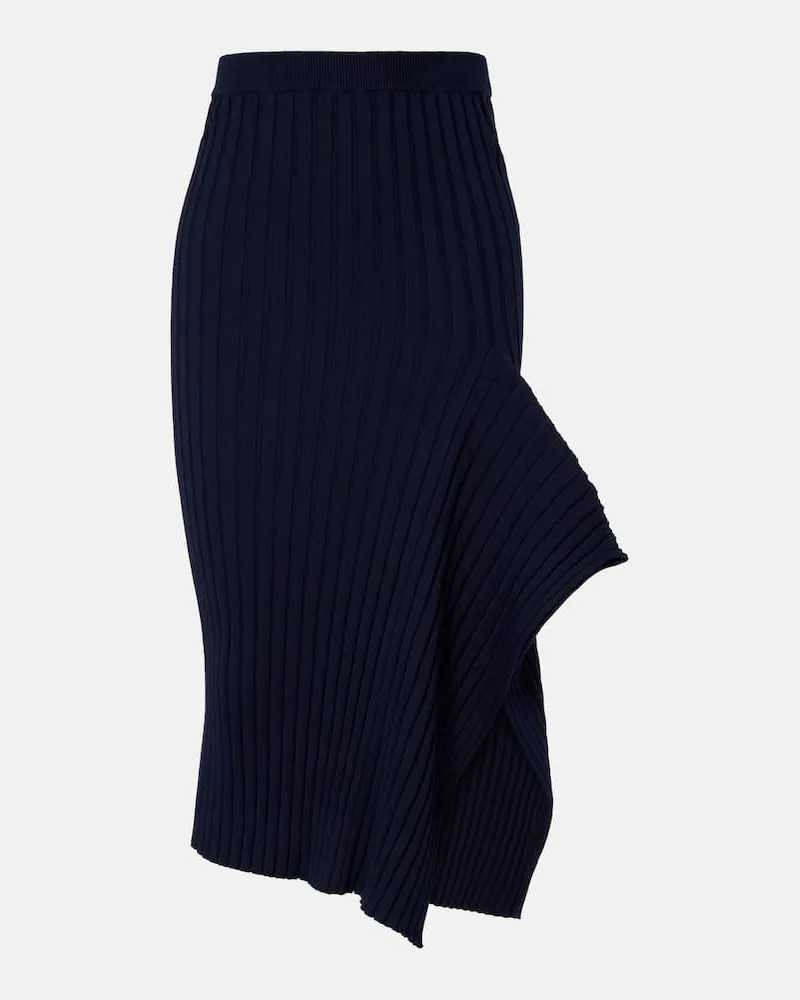 Stella McCartney Midirock aus Rippstrick Blau