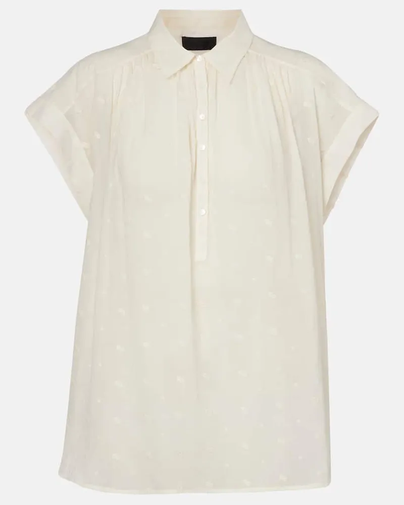 Nili Lotan Bestickte Bluse aus Baumwolle Beige