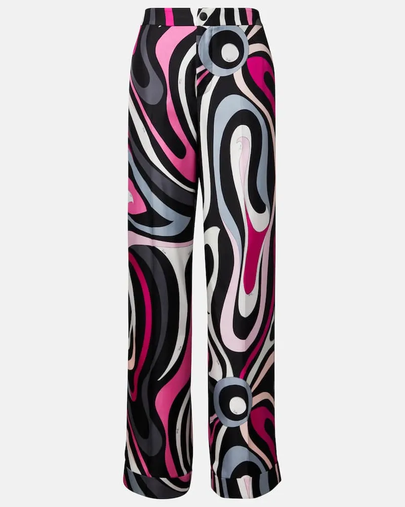 Emilio Pucci Hose Marmo aus Seiden-Twill Multicolor