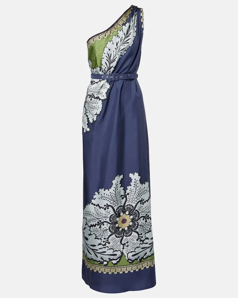 La DoubleJ One-Shoulder-Maxikleid Roy aus Seide Schwarz