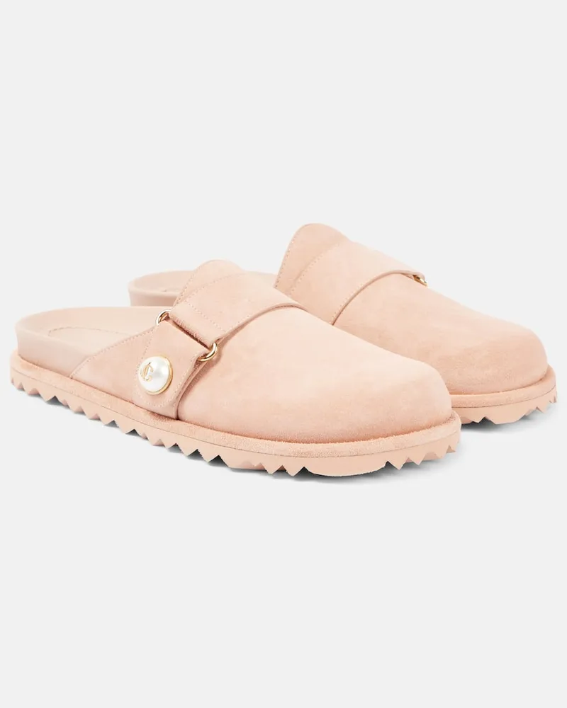 Jimmy Choo Slippers Fayence aus Veloursleder Beige