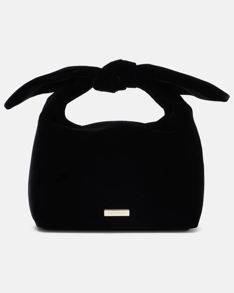 Aquazzura Tote Bag Bow Tie Small aus Samt Schwarz