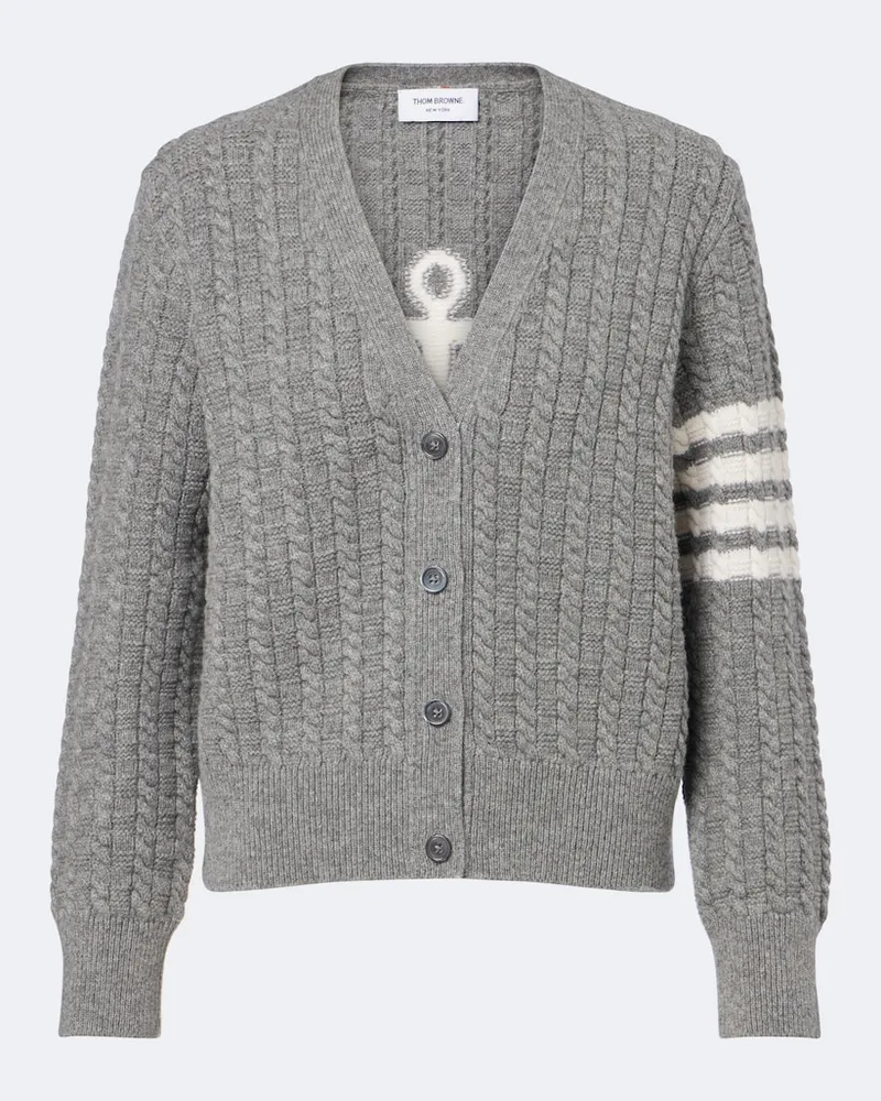 Thom Browne Cardigan 4-Bar aus Schurwolle Grau