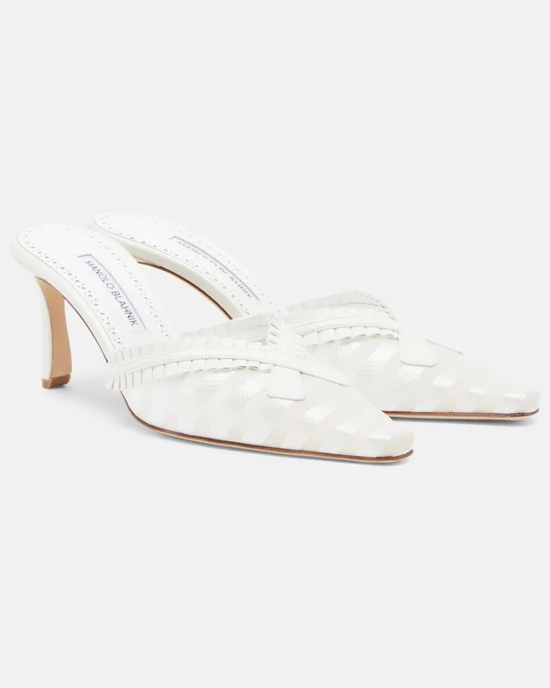 Manolo Blahnik Pantoletten Voluptia aus Organza Weiß
