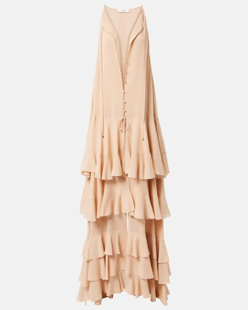 Chloé Chloé Maxikleid aus Seiden-Georgette Beige