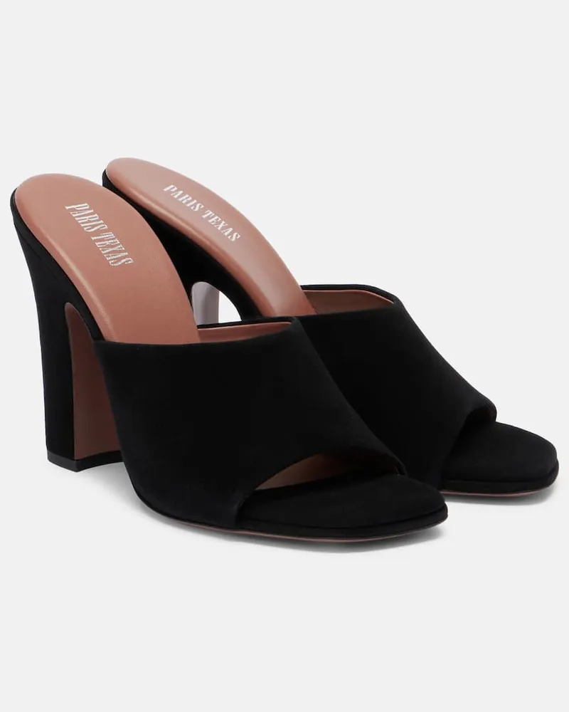 Paris Texas Pantoletten Ava aus Veloursleder Schwarz