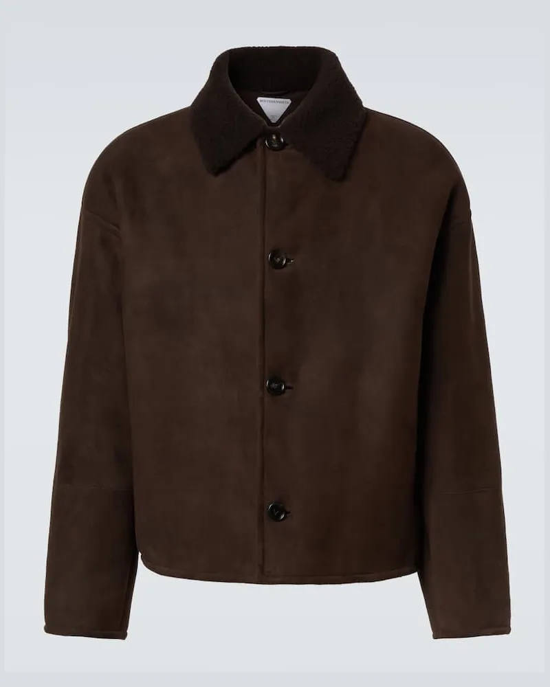Bottega Veneta Jacke aus Leder mit Shearling Braun